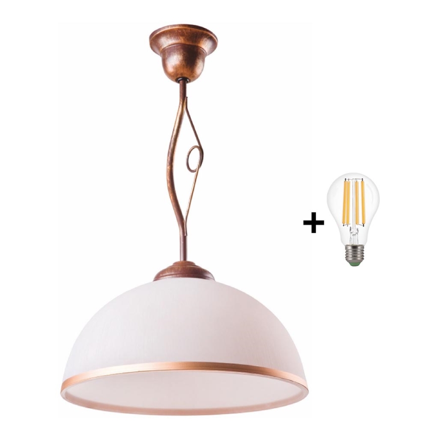 Brilagi - LED Hanglamp met vaste pendel ANTICO 1xE27/60W/230V brons patina