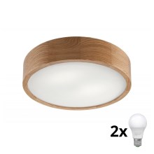 Brilagi - LED Plafondlamp CARVALHO 2xE27/60W/230V eiken diameter 37,5 cm