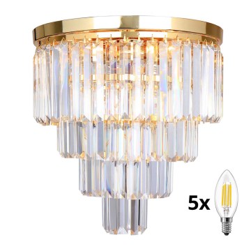 Brilagi - LED Plafonnier en cristal MOZART 5xE14/40W/230V doré