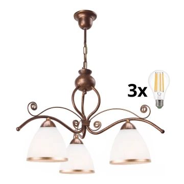 Brilagi - LED Suspension chaîne ANTICO 3xE27/60W/230V bronze patiné