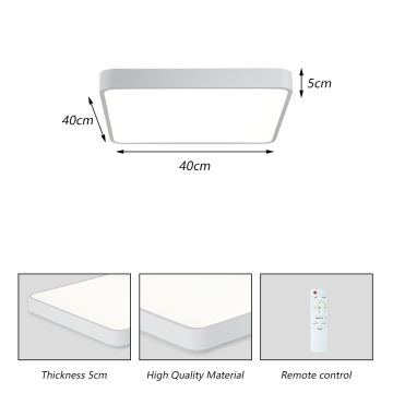 Brilagi - Plafonnier à intensité variable POOL LED/36W/230V 3000-6000K 40x40 cm blanc + télécommande