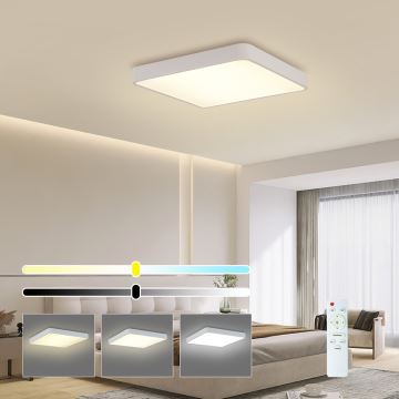 Brilagi - Plafonnier à intensité variable POOL LED/48W/230V 3000-6000K 50x50 cm blanc + télécommande