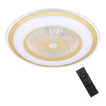 Brilagi - Luminaire LED à intensité variable avec ventilateur RONDA LED/48W/230V 3000-6000K doré + télécommande