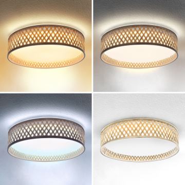 Brilagi - Plafonnier à intensité variable CAMILA LED/48W/230V 3000-6500K bambou d. 40 cm + télécommande