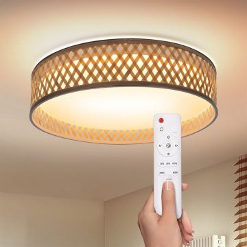 Brilagi - Plafonnier à intensité variable CAMILA LED/48W/230V 3000-6500K bambou d. 40 cm + télécommande