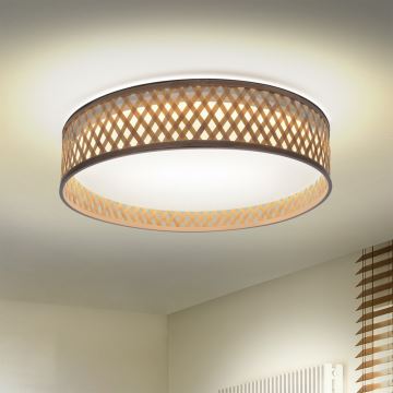 Brilagi - Plafonnier à intensité variable CAMILA LED/48W/230V 3000-6500K bambou d. 40 cm + télécommande