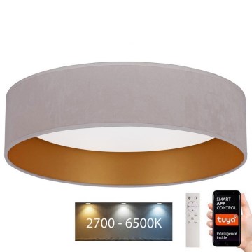 Brilagi - Plafonnier à intensité variable LED VELVET SMART LED/36W/230V d. 55 cm 2700-6500K Wi-Fi Tuya crème/doré + télécommande