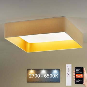 Brilagi - Plafonnier à intensité variable VELVET SQUARE SMART LED/36W/230V 2700-6500K Wi-Fi Tuya + télécommande crème