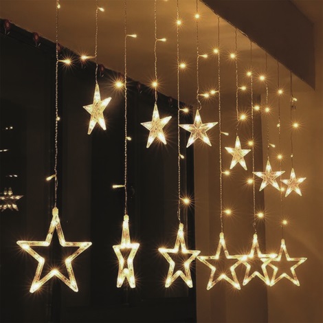 Éclairage de Noël avec étoiles, 2 pièces, 60 LED, blanc chaud, étoile  lumineuse
