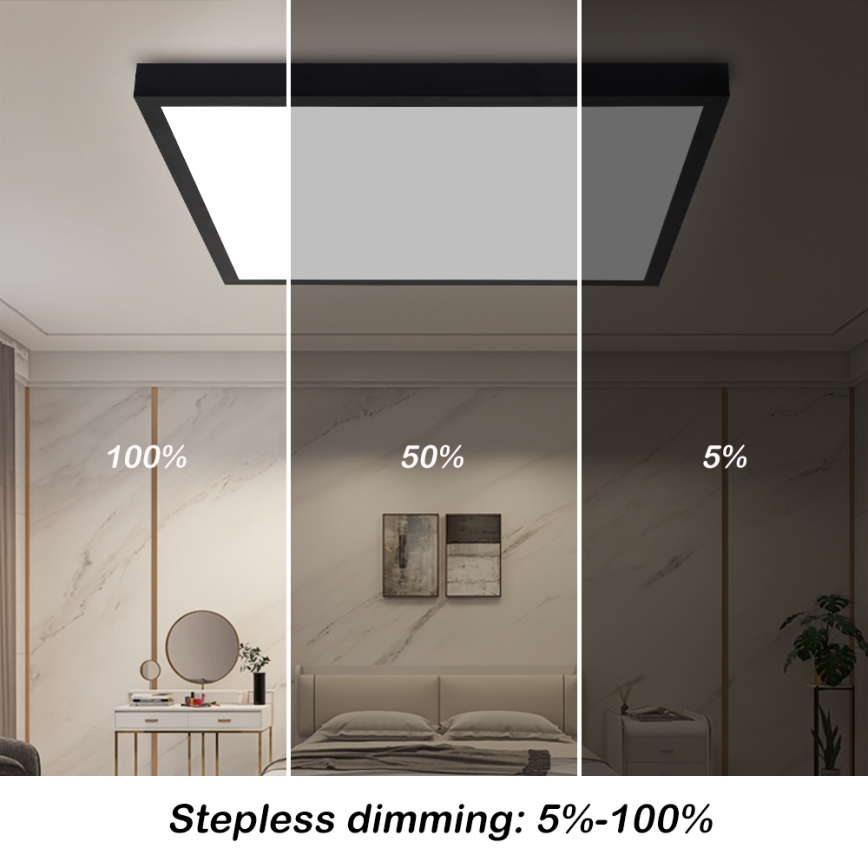 Brilagi - Plafonnier à intensité variable LED salle de bain FRAME SMART LED/50W/230V 3000-6000K IP44 noir + télécommande