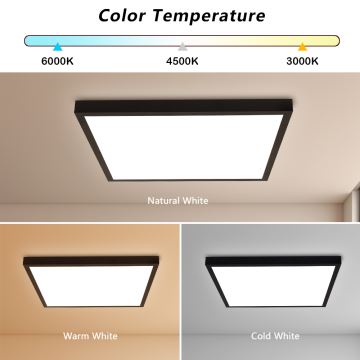 Brilagi - Plafonnier à intensité variable LED salle de bain FRAME SMART LED/50W/230V 3000-6000K IP44 noir + télécommande