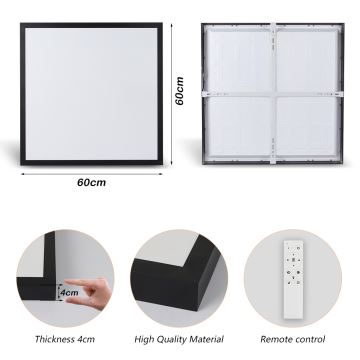 Brilagi - Plafonnier à intensité variable LED salle de bain FRAME SMART LED/50W/230V 3000-6000K IP44 noir + télécommande