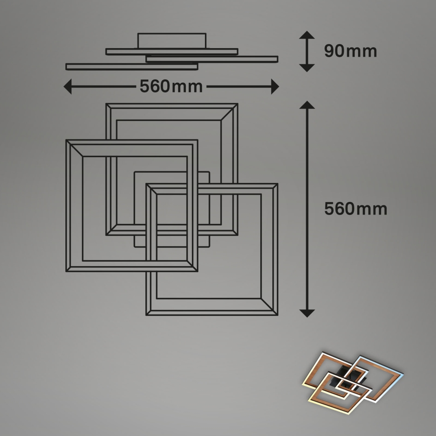 Brilo - Dimbare LED bevestigde hanglamp FRAME LED/45W/230V 2700-6500K + afstandsbediening