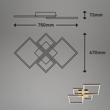 Brilo - Plafonnier à intensité variable FRAME LED/44W/230V