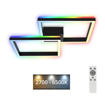 Brilo - Plafonnier LED RGBW à intensité variable FRAME 2xLED/17W/230V 2700-6500K+ Télécommande