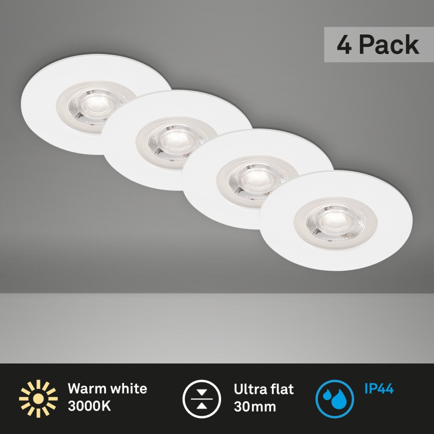 Brilo - SET 4x Hangende LED Badkamer plafond verlichting LED/4,9W/230V IP44 wit