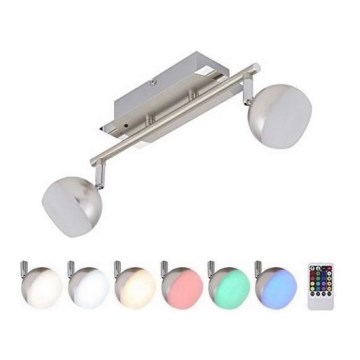 Briloner 2040-022 - Spot à intensité variable RGB 2xLED/3,3W/230V + télécommande