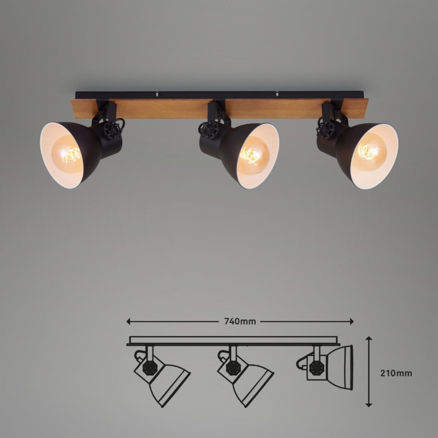 Briloner 2742-035 - Spot SPOTLIGHT 3xE27/40W/230V zwart/bruin