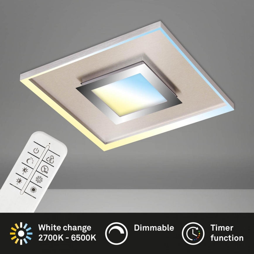 Briloner 3641-012 - Dimbare LED plafondlamp FRAME LED/30W/230V 2700-6500K chroom + afstandsbediening