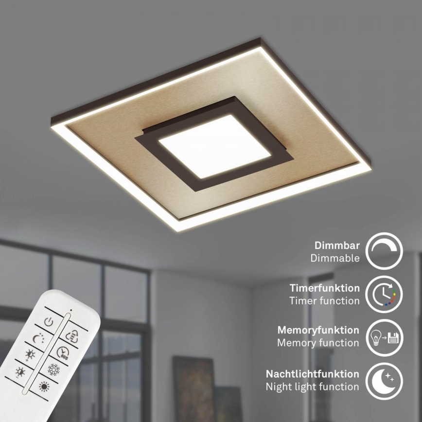 Briloner 3641-017 - Dimbare LED plafondlamp FRAME LED/30W/230V 2700-6500K goud + afstandsbediening