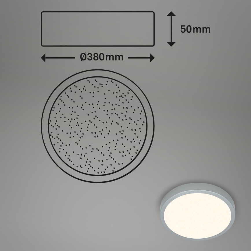 Briloner 3704-014-Dimbare LED Plafondlamp RUNA LED/22W/230V 2700-6500K zilver + afstandsbediening