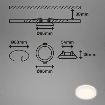 Briloner 7055-036 - LOT 3x Spot encastrable de salle de bain LED/3W/230V IP44