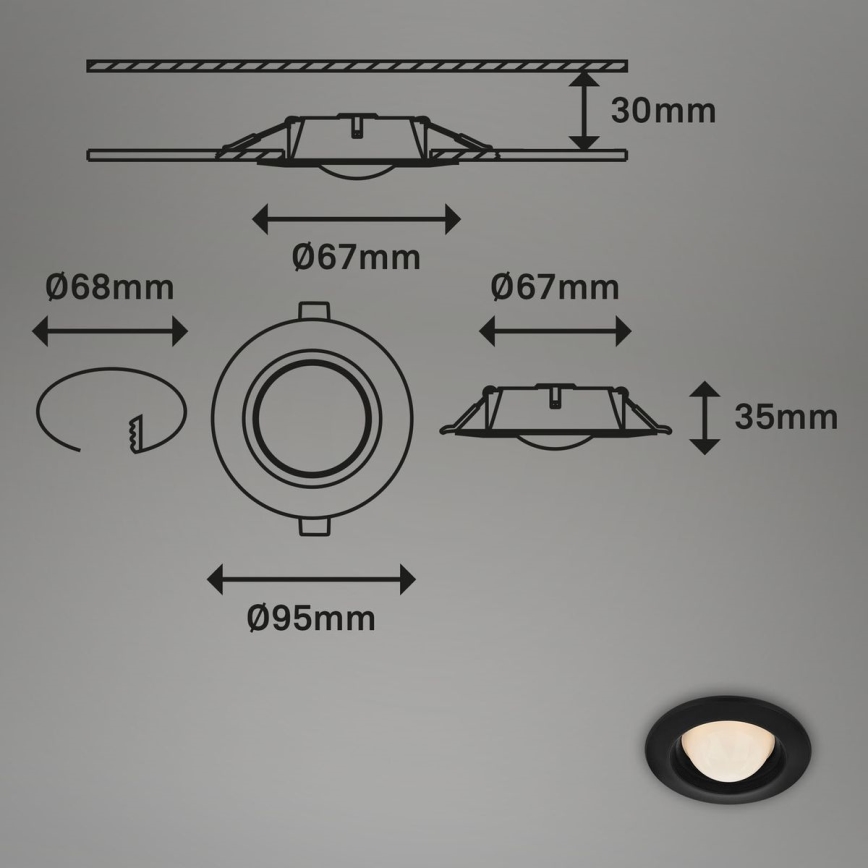 Briloner 7056-035 - LOT 3x Spot encastrable de salle de bain LED/3W/230V IP44