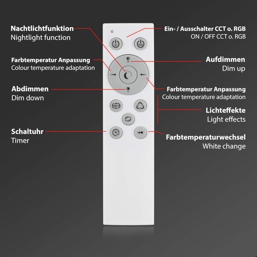 Briloner 7087-016 - LED RGBW Dimbare lamp SMART LED/24W/230V 3000-6500K Wi-Fi Tuya + afstandsbediening