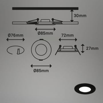 Briloner 7103-435 - LOT 3x Spot encastrable de salle de bain à intensité variable LED/5W/230V IP44