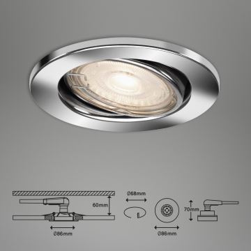 Briloner 7144-038 - LOT 3x Spot encastrable de salle de bain LED SLIDE GU10/3,5W/230V IP23