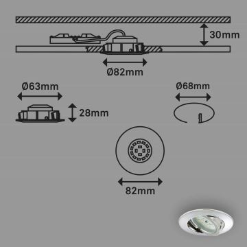 Briloner 7209-038 - LOT 3x Spot encastrable de salle de bain LED/5W/230V IP23