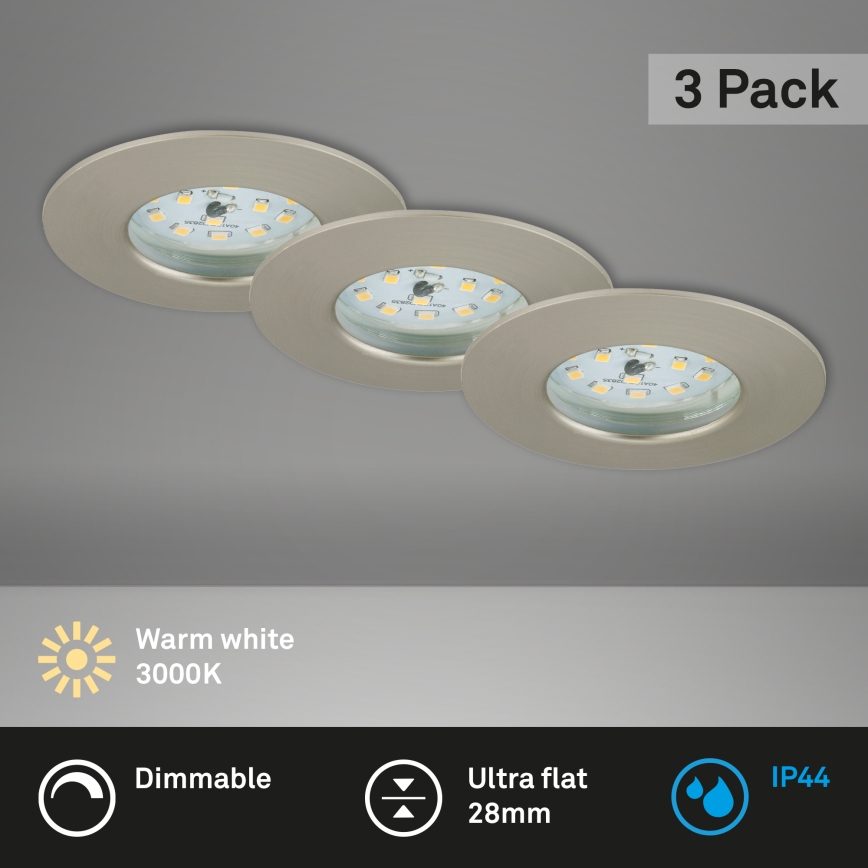 Briloner 7231-032 - LOT 3x LED À intensité variable salle de bain encastrable ATTACH éclairage LED/5,5W/230V IP44