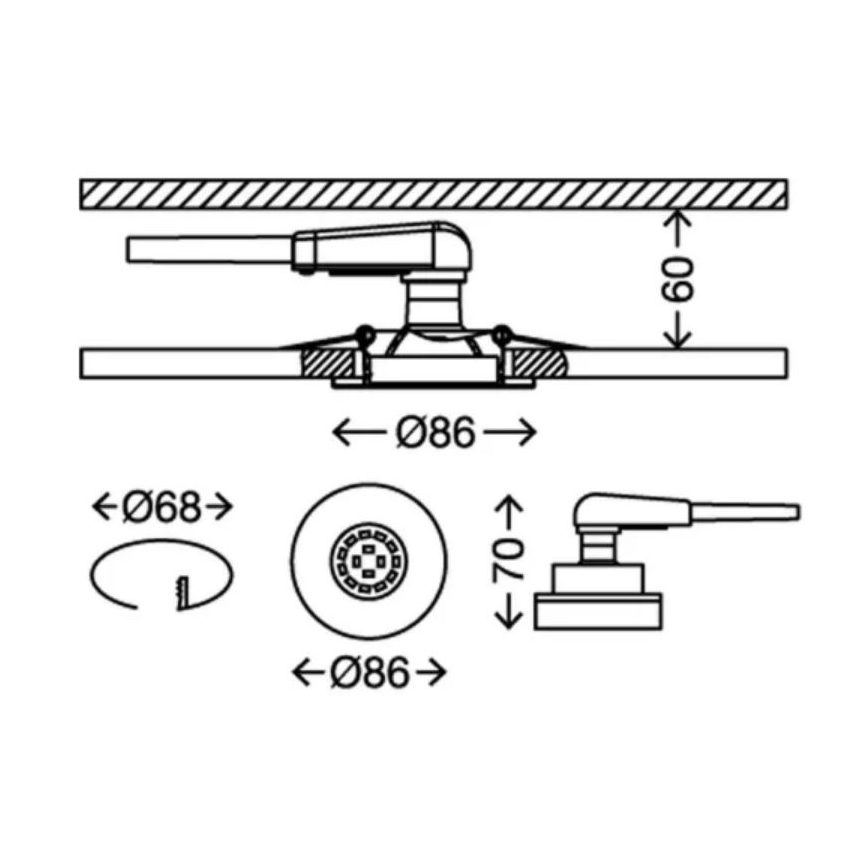 Briloner 7277-038 - LOT 3x Luminaire de salle de bain encastrable à intensité variable 1xGU10/5W/230V IP23