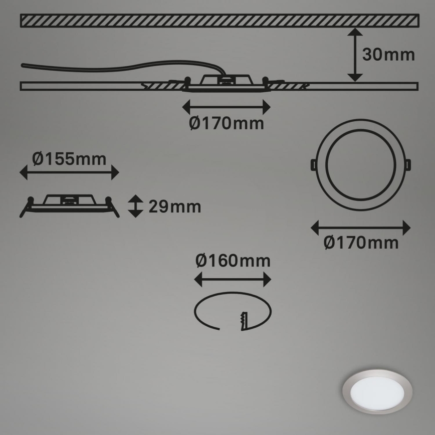 Briloner 7286-012 - Spot encastrable de salle de bain LED/12W/230V IP44