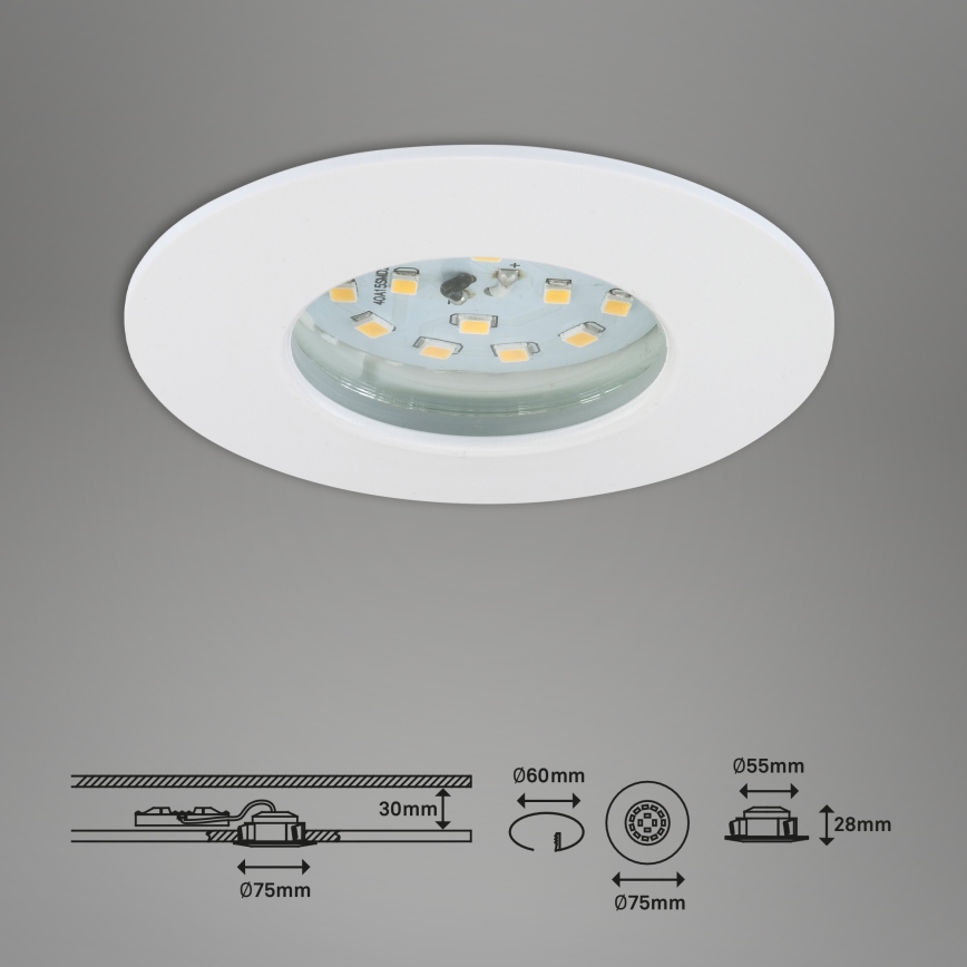 Briloner 7295-016 - Luminaire encastré de salle de bain LED à intensité variable ATTACH LED/6,5W/230V IP44