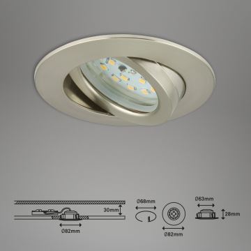 Briloner 7296-012 - Spot encastrable de salle de bain à intensité variable ATTACH LED/6,5W/230V IP23 chrome