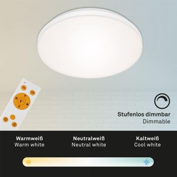 Briloner 7377-016 - Dimbare LED plafondlamp LED/12W/230V 3000-6500K + afstandsbediening