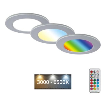 Briloner - SET 3x LED RGBW Dimbare en hangende badkamer verlichting LED/4,8W/230V 3000-6500K IP65 + afstandsbediening