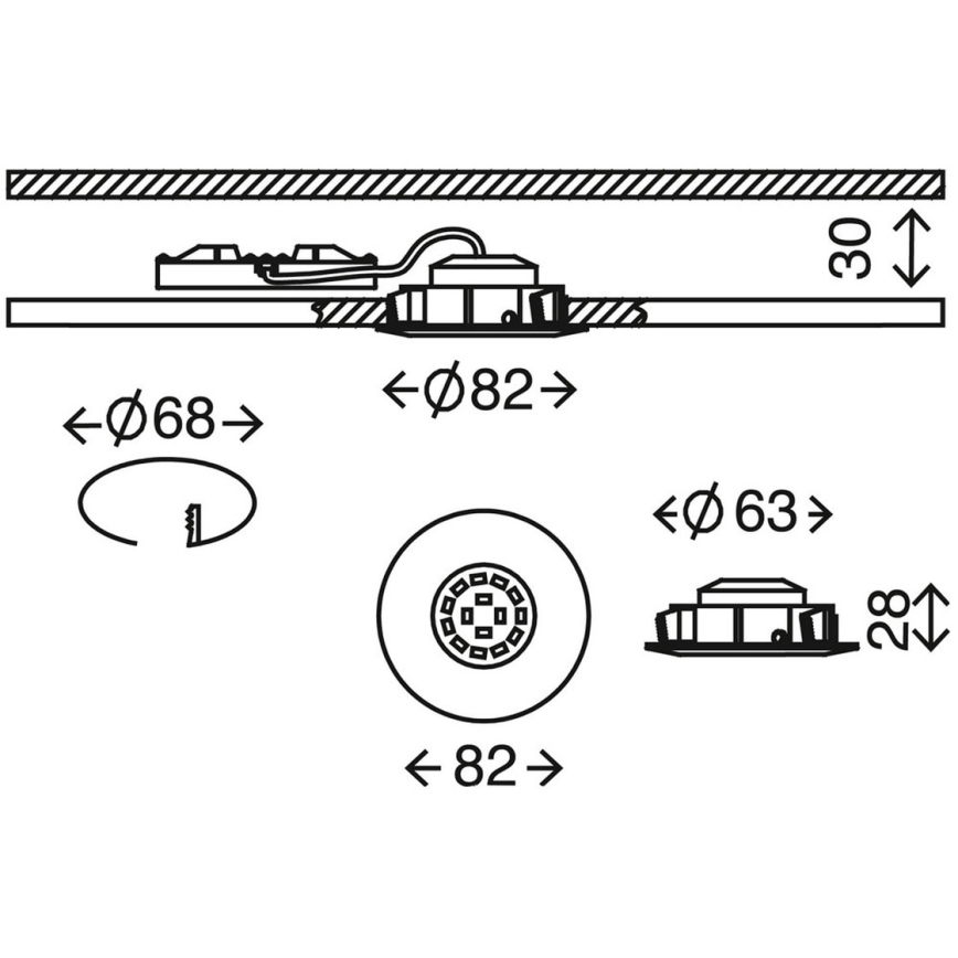 Briloner 7296-011 - Spot encastrable de salle de bain à intensité variable ATTACH LED/6,5W/230V IP23 anthracite