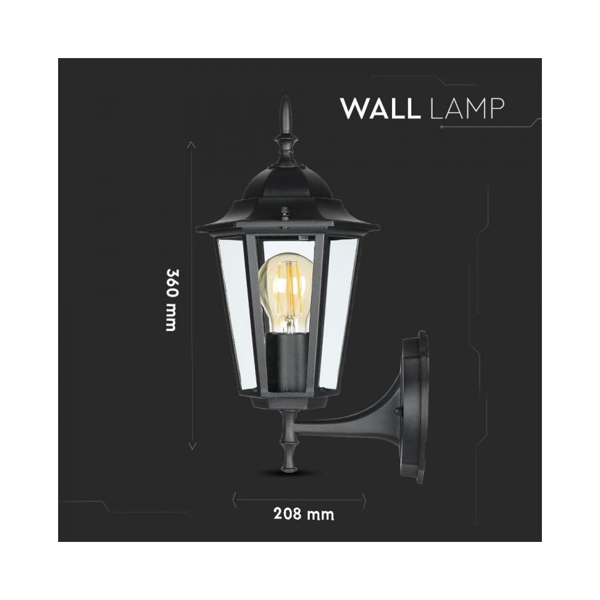 Buiten wandlamp 1xE27/40W/230V IP44 zwart