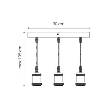 Câble d'alimentation VINTAGE 3xE27/60W/230V laiton