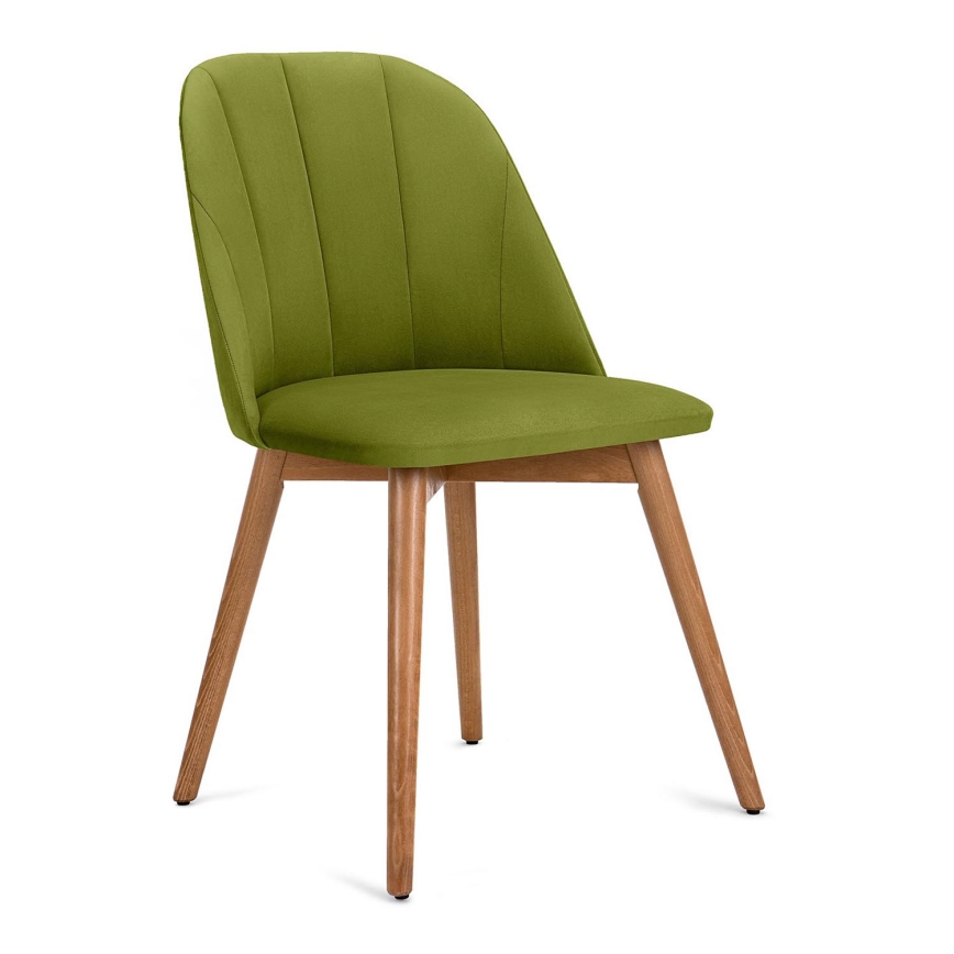 Chaise de salle à manger BAKERI 86x48 cm vert clair/chêne clair