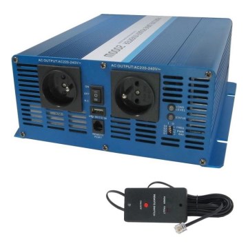 Convertisseur de tension 2000W/24V/230V + télécommande filaire