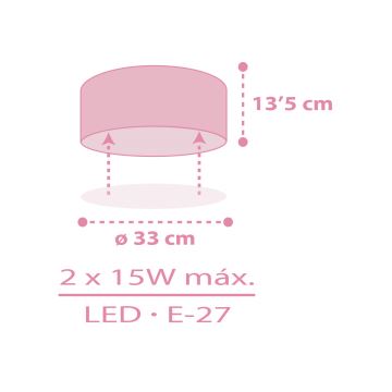 Dalber 42006S - Plafondlamp kinderkamer COLOR LIGHT 2xE27/15W/230V roze