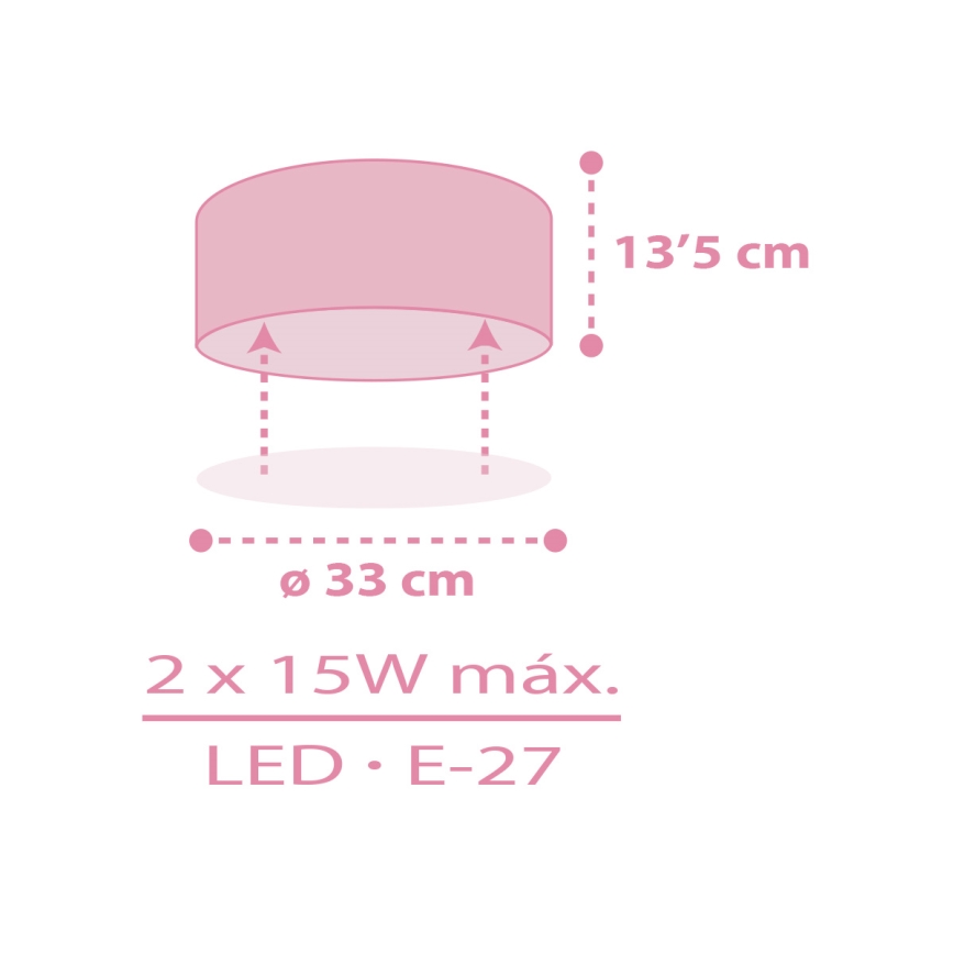 Dalber 42006S - Plafondlamp kinderkamer COLOR LIGHT 2xE27/15W/230V roze