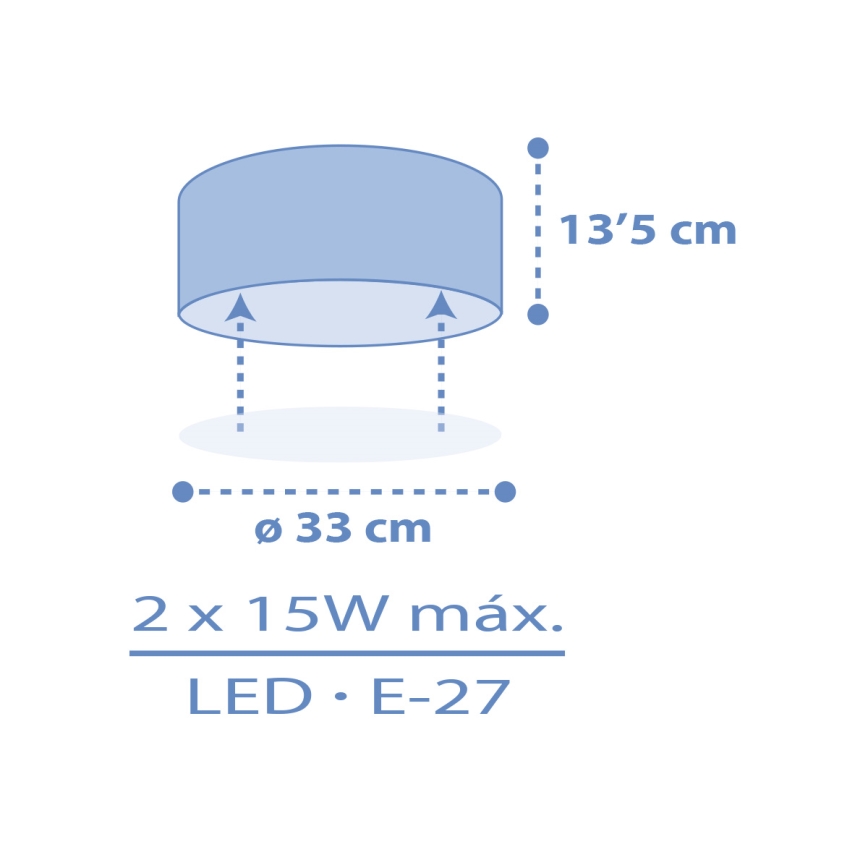 Dalber 42006T - Plafondlamp kinderkamer COLOR LIGHT 2xE27/15W/230V blauw