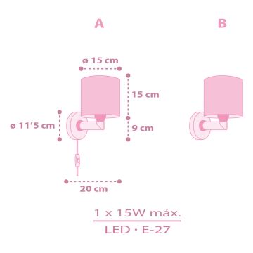 Dalber 42499 - Wandlamp voor kinderen FAIRY DREAMS 1xE27/15W/230V