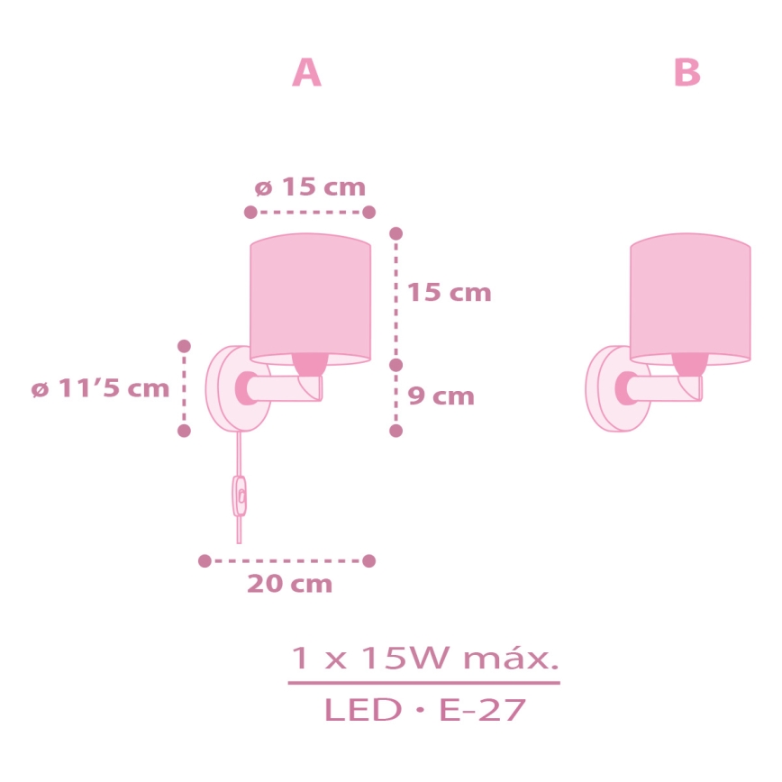 Dalber 42499 - Wandlamp voor kinderen FAIRY DREAMS 1xE27/15W/230V