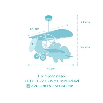 Dalber 54542 - Hanglamp voor kinderen LITTLE CROCODILE 1xE27/15W/230V