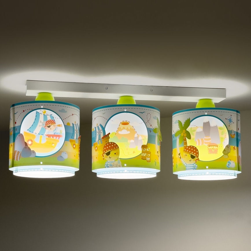 Dalber 60653 - Plafondlamp kinderkamer PIRAAT ISLAND 3xE27/15W/230V